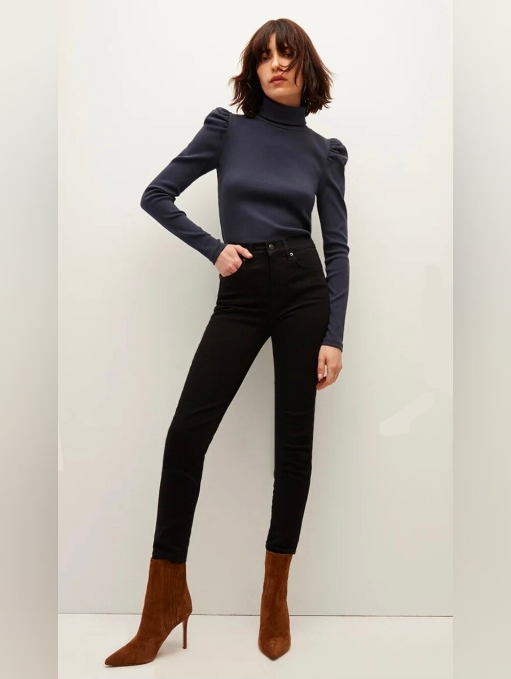 Veronica Beard Debbie High Rise Black Ankle Skinny Denim Jeans SIZE 29